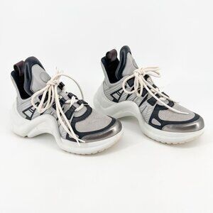 Louis Vuitton Archlight Gray Silver Chunky Sneakers Shoes Size 37 US 7 Women's